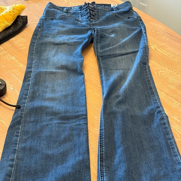 Free People Indigo Lace-Up Flare Jeans - Picture 9 of 10